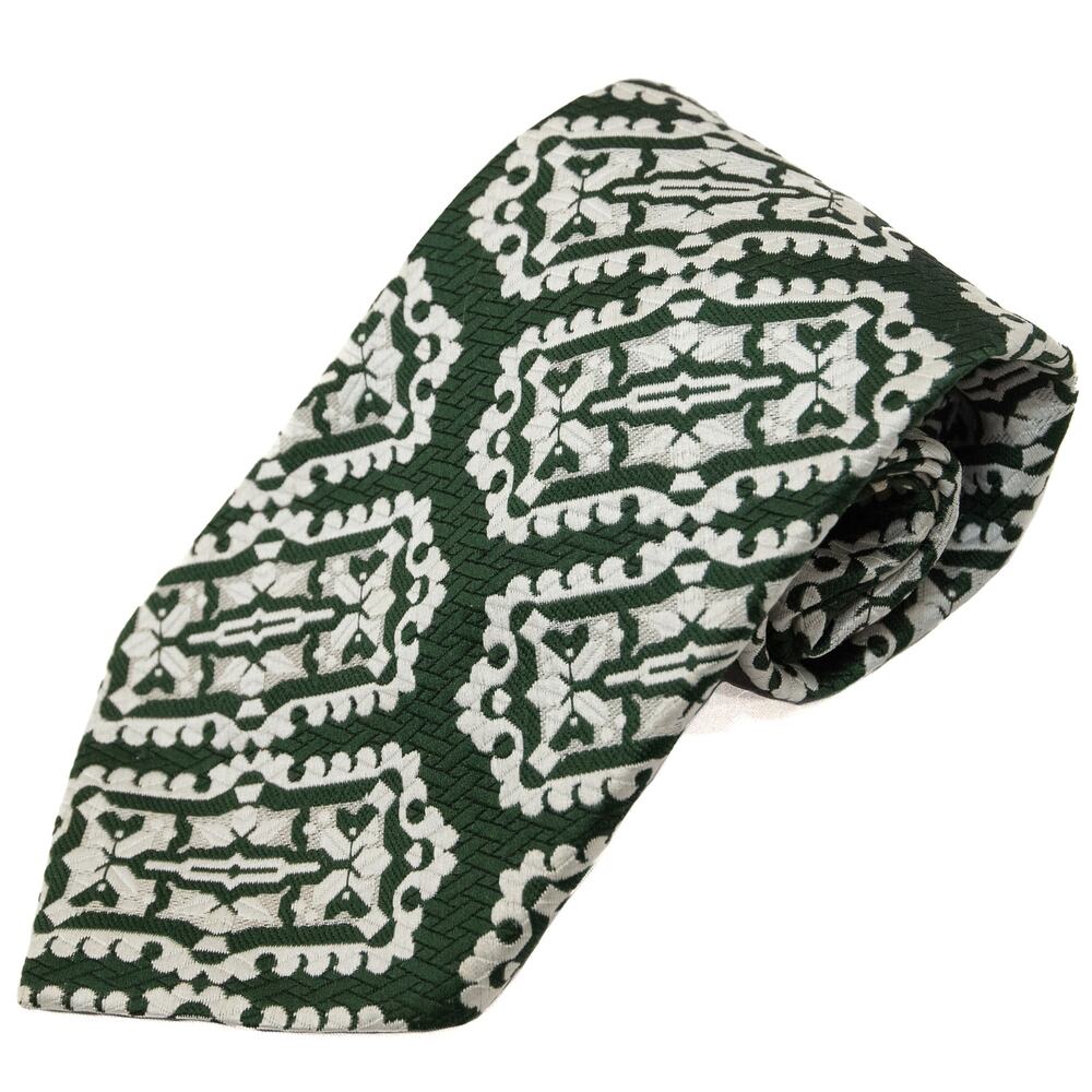 Vintage Retro Green White 60's 70's Necktie Neck Tie